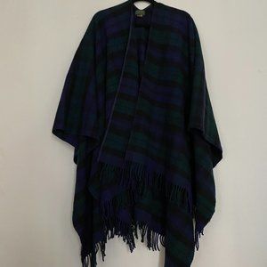 Tweedmill wool tartan plaid navy, black, green shawl